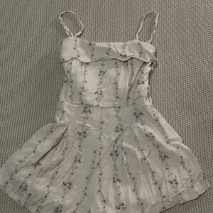 Floral White and Purple Dress w/ shorts